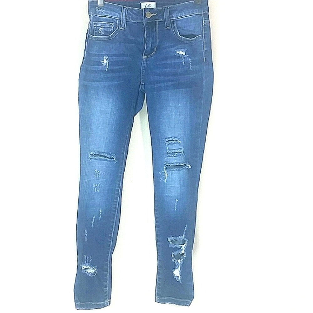 Cello Jeans stretch skinny distressed destroyed ankle size 0